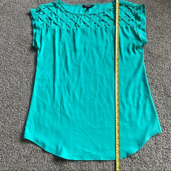 WOMENS EXPRESS GREEN SCOOP NECK TOP BLOUSE SIZE SP - Picture 5 of 9